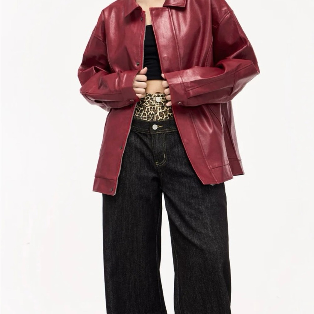 Red leather jacket - Picture 2 of 5